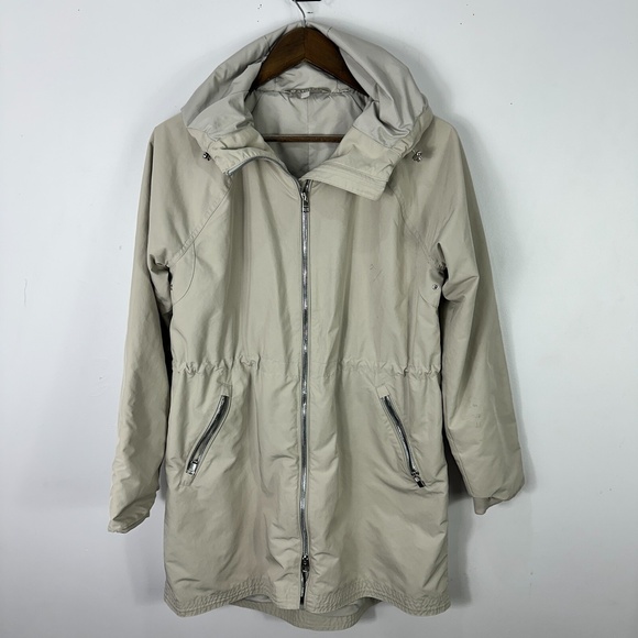 Athleta Jacket XS Beige Hooded Longline Parka Pockets Gorpcore Utility Travel - Picture 1 of 8